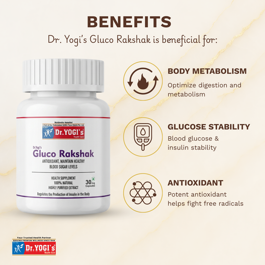 Dr. Yogi's Gluco Rakshak (30 Capsules) | Natural Blood Sugar Support