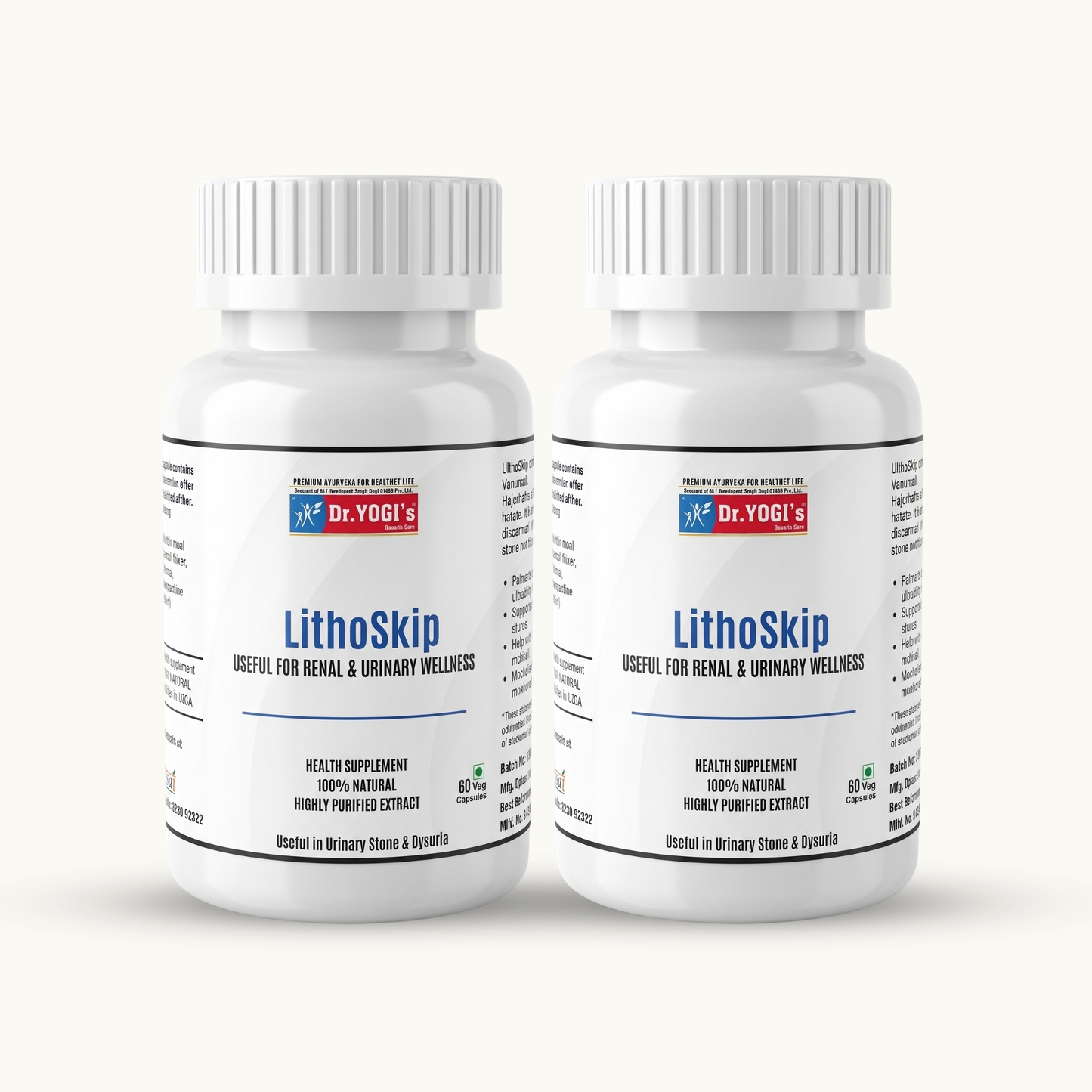 Dr. Yogi's LithoSkip (60 Capsules) | Natural Kidney Stone & Urinary Care