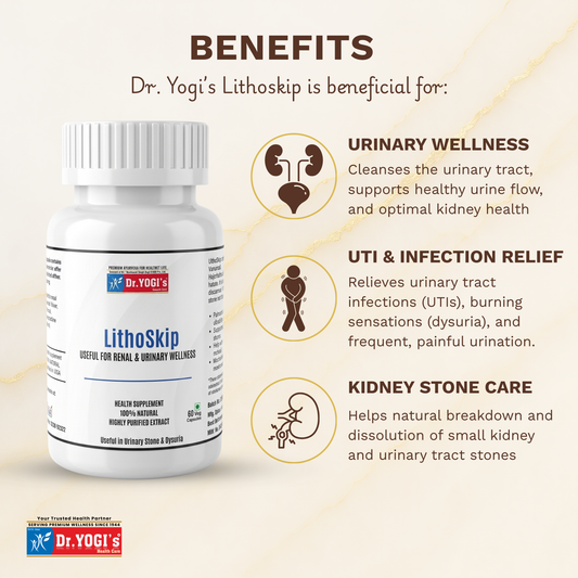 Dr. Yogi's LithoSkip (60 Capsules) | Natural Kidney Stone & Urinary Care