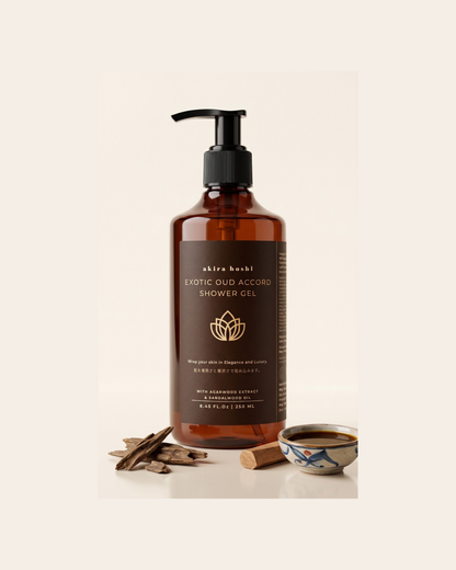 Akira Hoshi Exotic Oud Accord Shower Gel – Luxury Body Wash with Agarwood & Sandalwood Oil (250 ml)