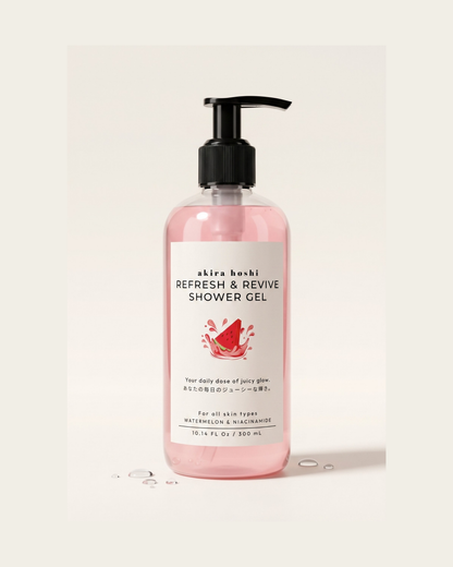 Akira Hoshi Refresh & Revive Shower Gel – Hydrating Watermelon & Niacinamide Body Wash (300 ml)