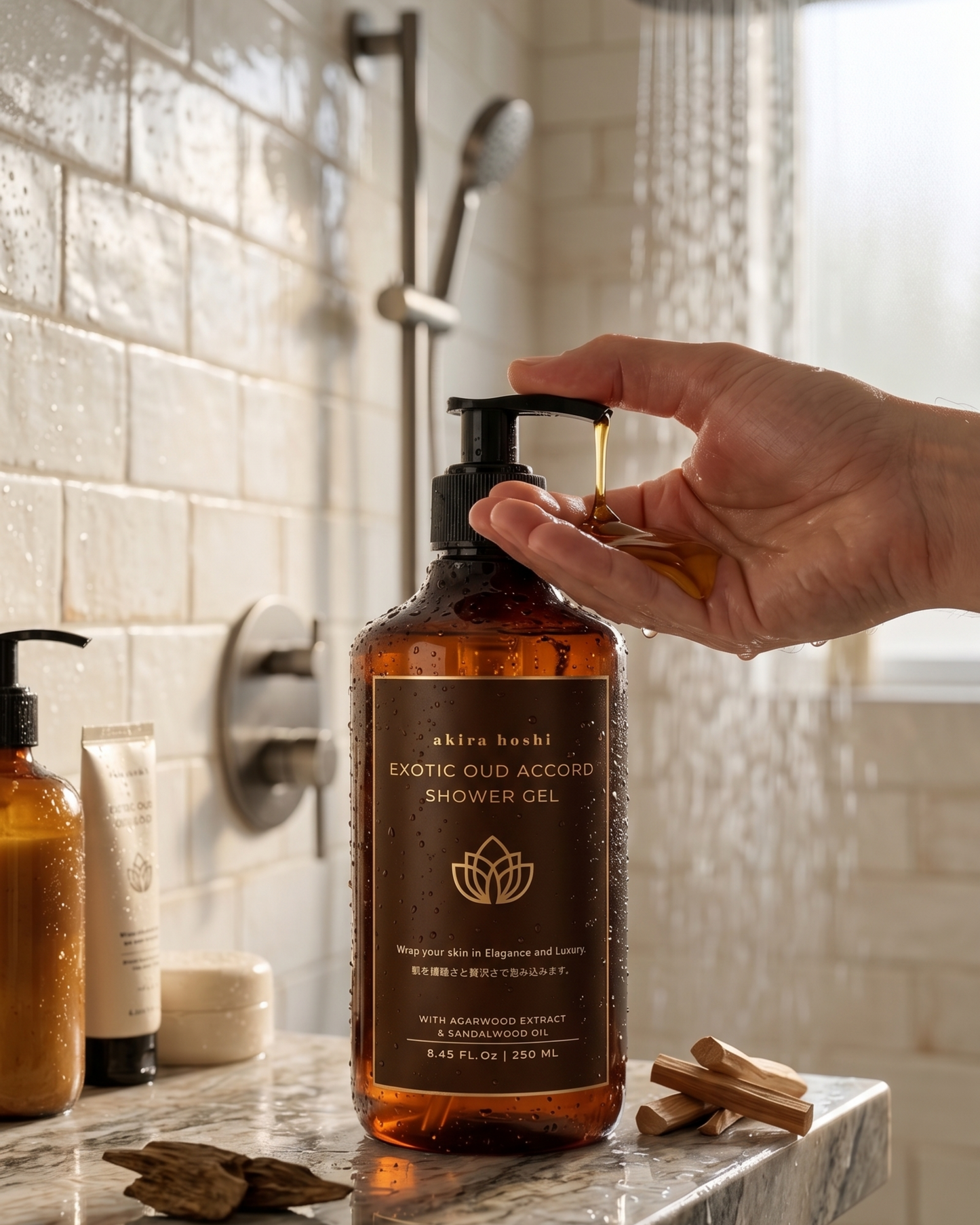 Akira Hoshi Exotic Oud Accord Shower Gel – Luxury Body Wash with Agarwood & Sandalwood Oil (250 ml)