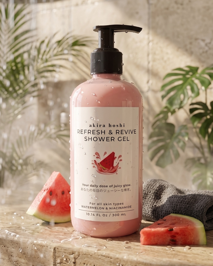 Akira Hoshi Refresh & Revive Shower Gel – Hydrating Watermelon & Niacinamide Body Wash (300 ml)