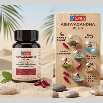 Dr. Yogi's Ashwagandha Plus (60 Caps) – Enhanced Vitality & Endurance with Stavari & Gokhru