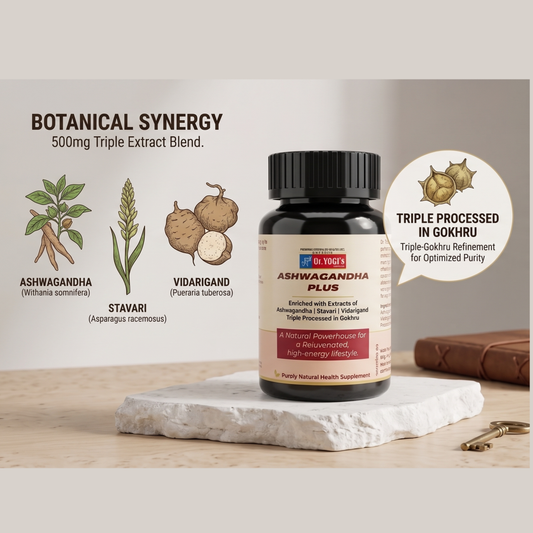 Dr. Yogi's Ashwagandha Plus (60 Caps) – Enhanced Vitality & Endurance with Stavari & Gokhru