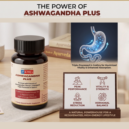 Dr. Yogi's Ashwagandha Plus (60 Caps) – Enhanced Vitality & Endurance with Stavari & Gokhru