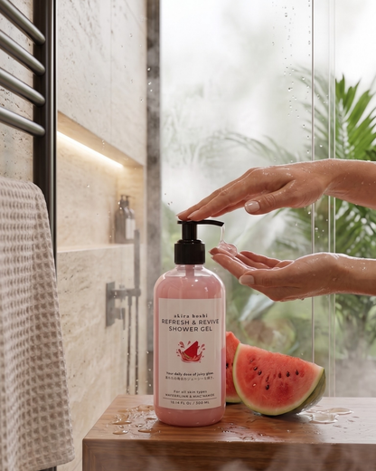 Akira Hoshi Refresh & Revive Shower Gel – Hydrating Watermelon & Niacinamide Body Wash (300 ml)