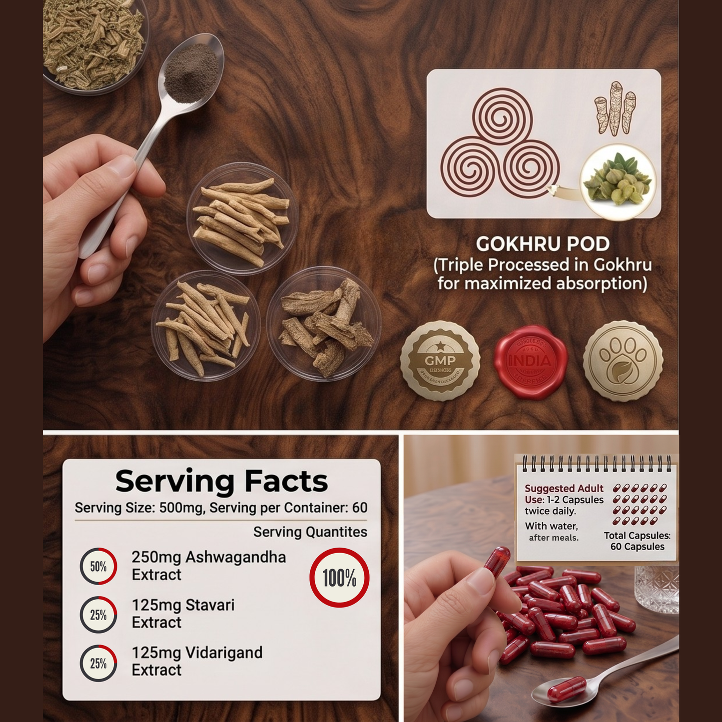 Dr. Yogi's Ashwagandha Plus (60 Caps) – Enhanced Vitality & Endurance with Stavari & Gokhru