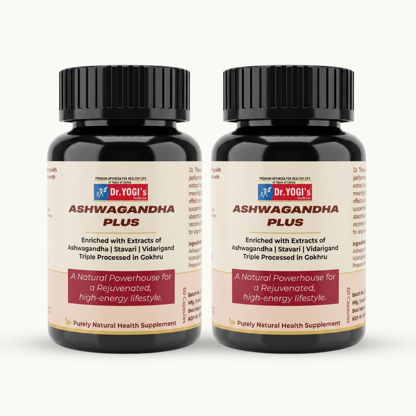 Dr. Yogi's Ashwagandha Plus (60 Caps) – Enhanced Vitality & Endurance with Stavari & Gokhru