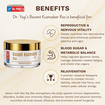 Dr. Yogi’s Basant Kusumakar Ras – Premium Rejuvenating & Vitality Supplement (Gold & Pearl Enriched)