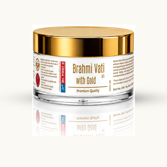 Dr. Yogi's Brahmi Vati with Gold (30 Vati) | Premium Brain Tonic for Focus