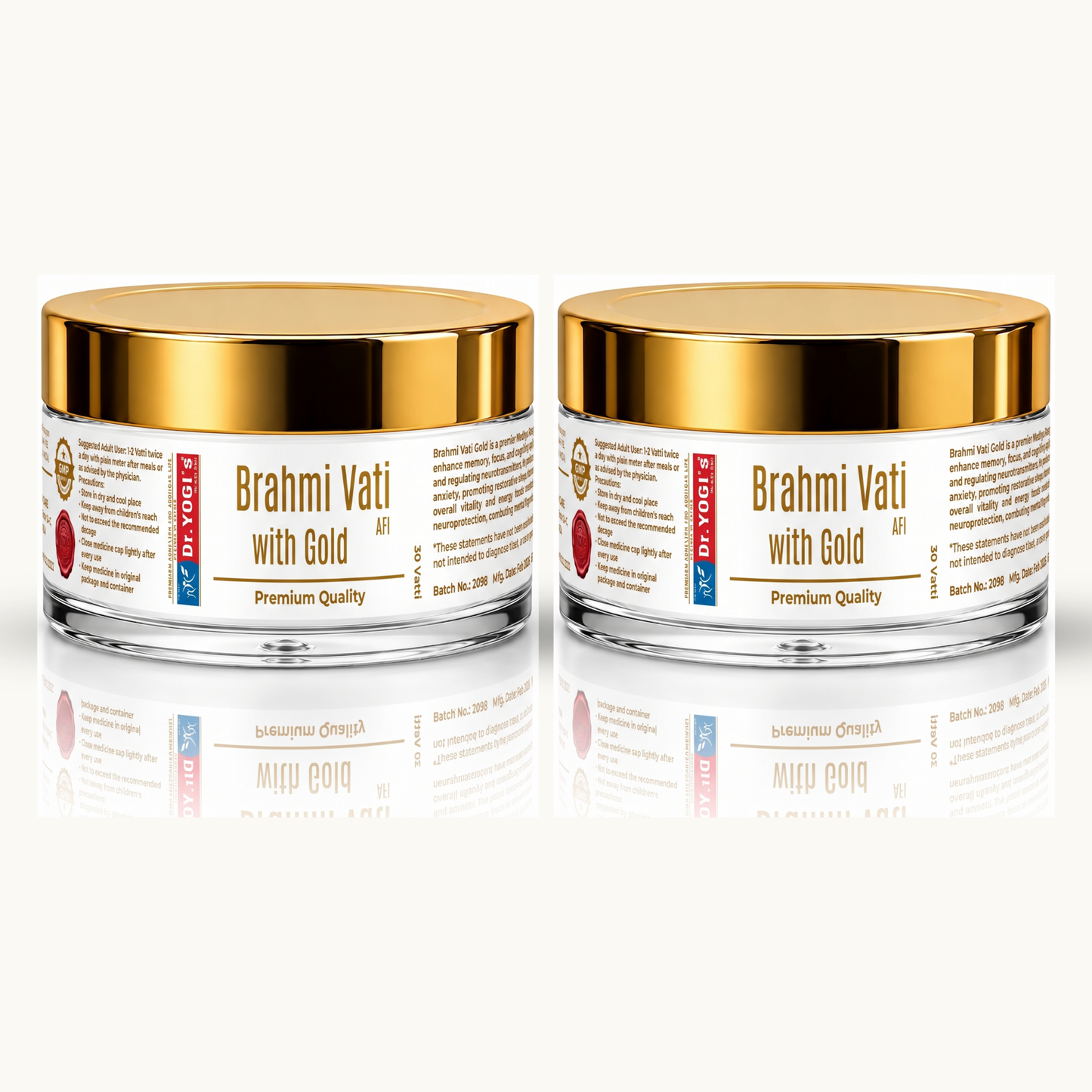 Dr. Yogi's Brahmi Vati with Gold (30 Vati) | Premium Brain Tonic for Focus