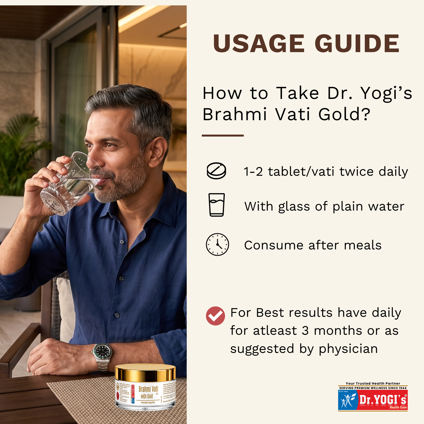 Dr. Yogi's Brahmi Vati with Gold (30 Vati) | Premium Brain Tonic for Focus