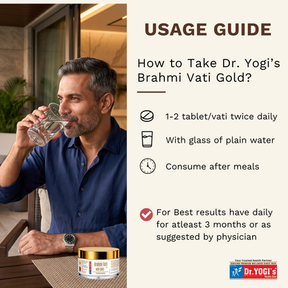 Dr. Yogi's Brahmi Vati with Gold (30 Vati) | Premium Brain Tonic for Focus