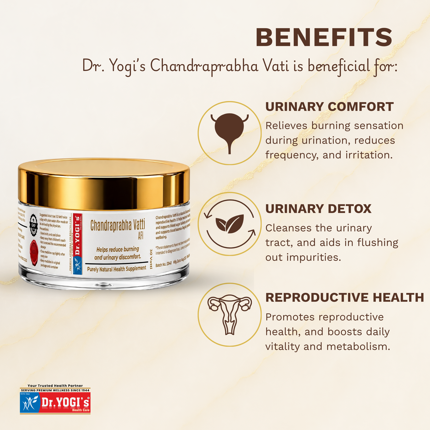 Dr. Yogi's Chandraprabha Vati (30 Tablets) | Natural Urinary Care Supplement
