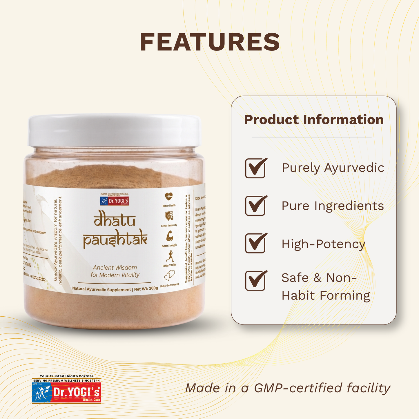 Dr. Yogi's Dhatu Paushtak Churna (200g) | Daily Vitality Powder for Men