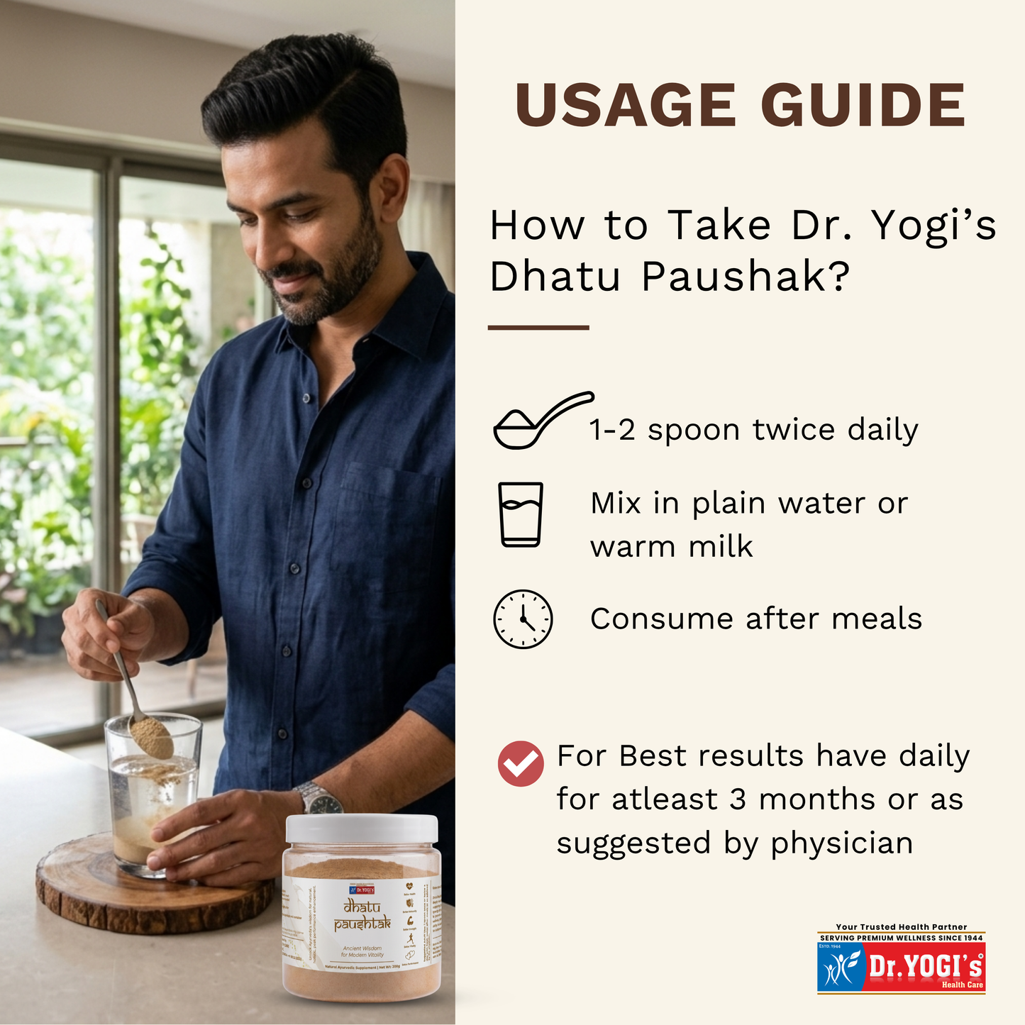 Dr. Yogi's Dhatu Paushtak Churna (200g) | Daily Vitality Powder for Men
