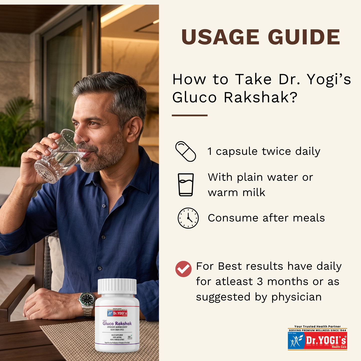 Dr. Yogi's Gluco Rakshak (30 Capsules) | Natural Blood Sugar Support