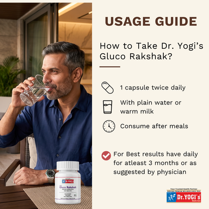 Dr. Yogi's Gluco Rakshak (30 Capsules) | Natural Blood Sugar Support