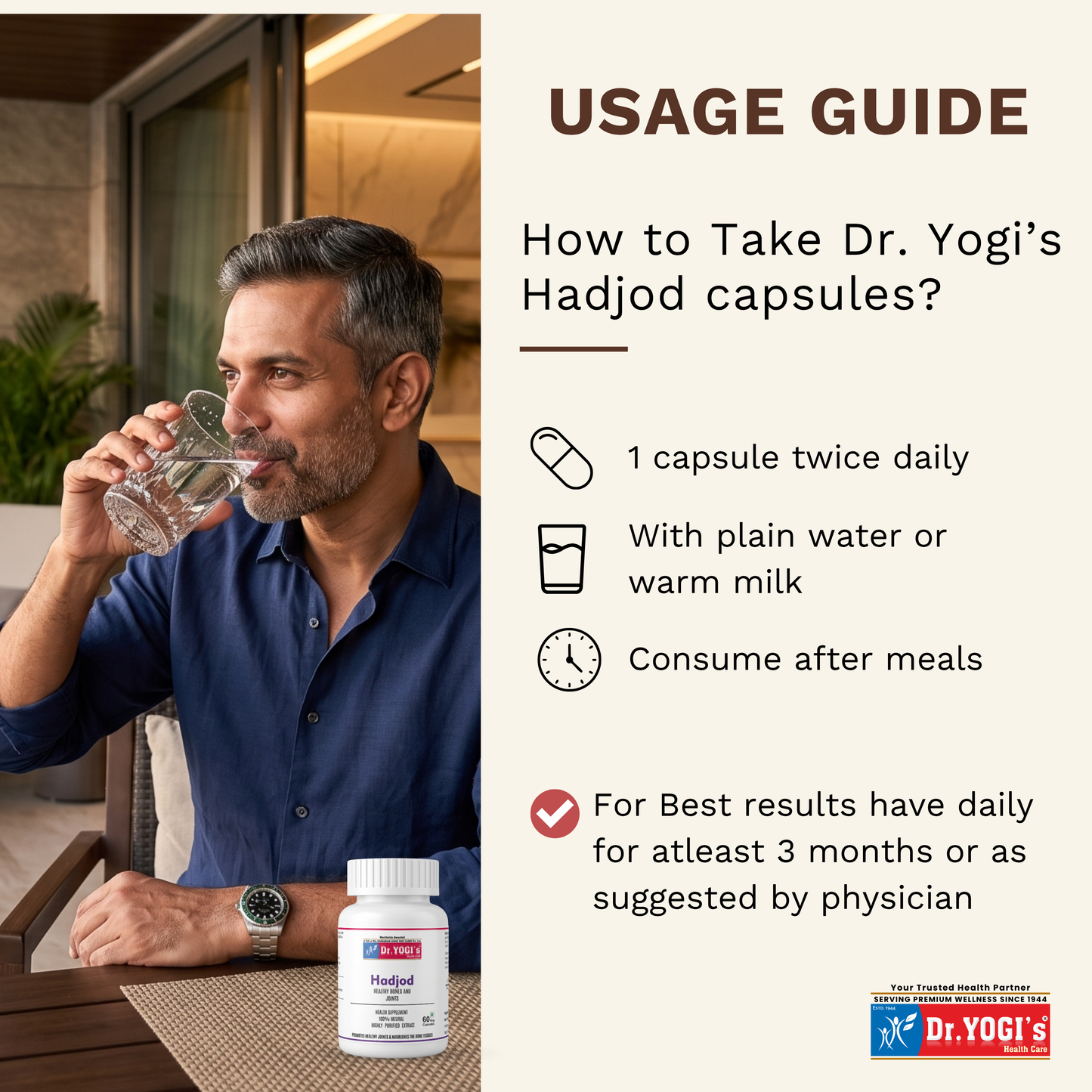 Dr. Yogi's Hadjod (60 Capsules) | Bone Strength & Joint Wellness