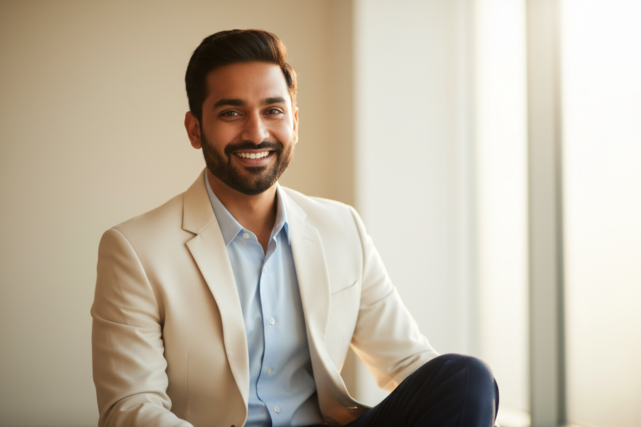 happy indian man