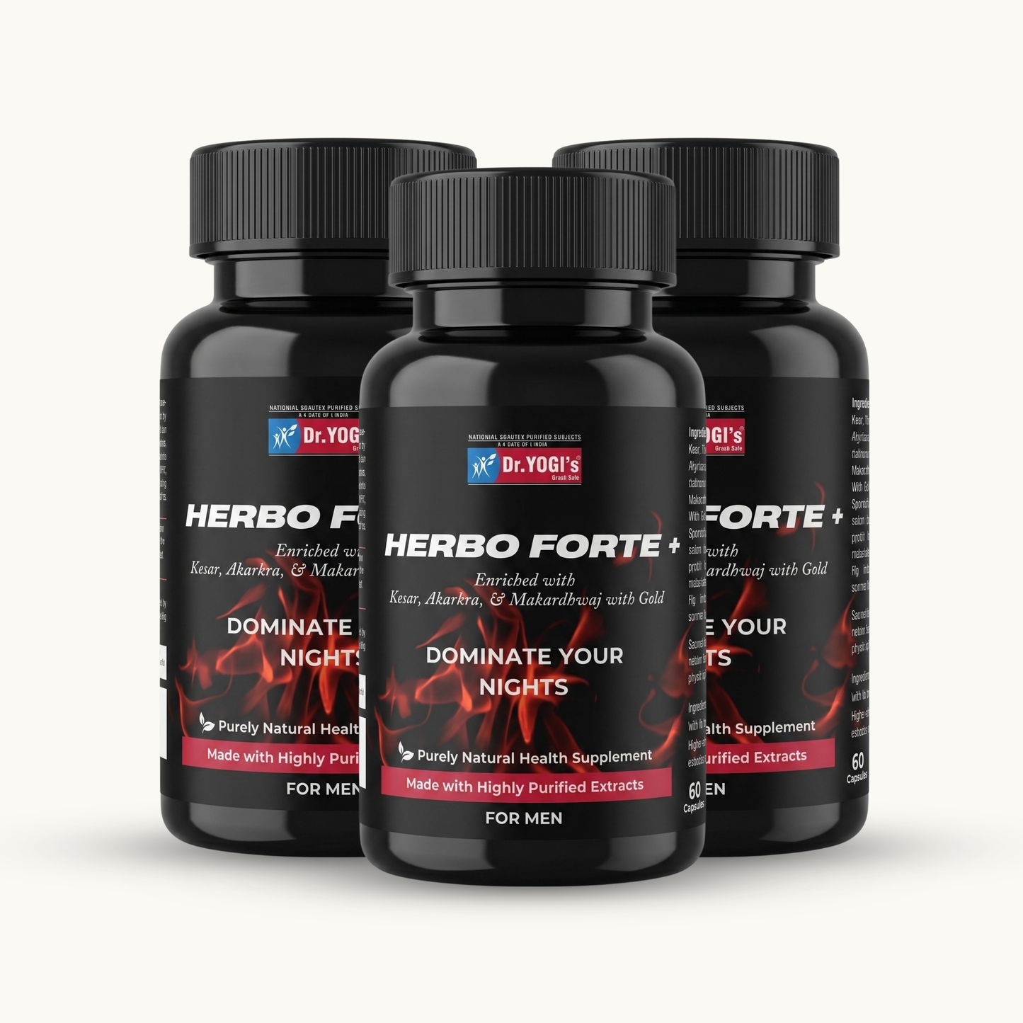 Dr. Yogi's Herbo Forte Plus with Gold (60 Caps) | Premium Male Vitality Complex