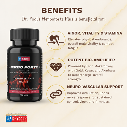 Dr. Yogi's Herbo Forte Plus with Gold (60 Caps) | Premium Male Vitality Complex
