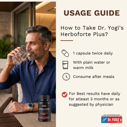 Dr. Yogi's Herbo Forte Plus with Gold (60 Caps) | Premium Male Vitality Complex