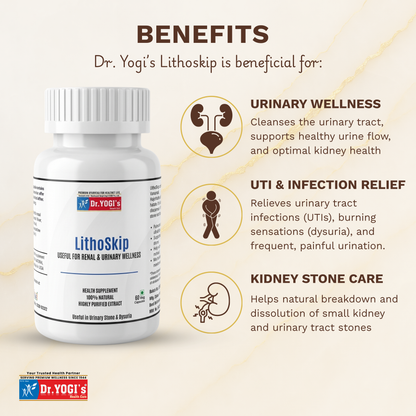 Dr. Yogi's LithoSkip (60 Capsules) | Natural Kidney Stone & Urinary Care