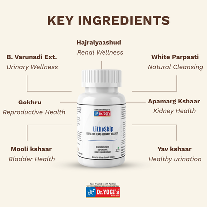 Dr. Yogi's LithoSkip (60 Capsules) | Natural Kidney Stone & Urinary Care