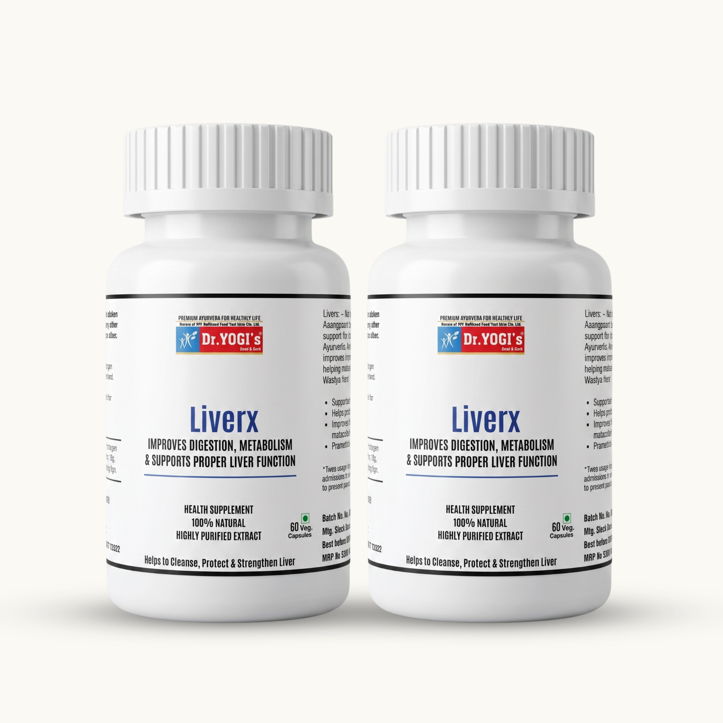 Dr. Yogi's LiverX (60 Capsules) | Premium Ayurvedic Liver Detox & Digestion