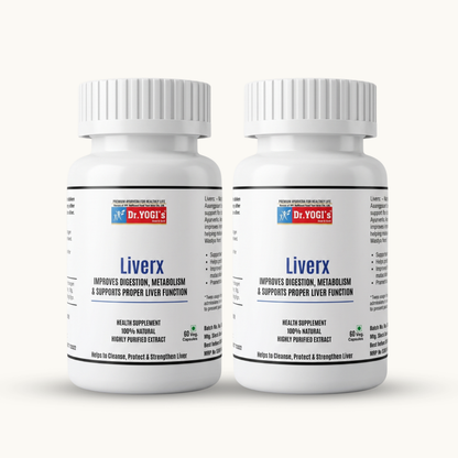 Dr. Yogi's LiverX (60 Capsules) | Premium Ayurvedic Liver Detox & Digestion