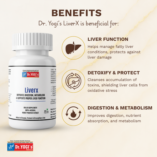 Dr. Yogi's LiverX (60 Capsules) | Premium Ayurvedic Liver Detox & Digestion