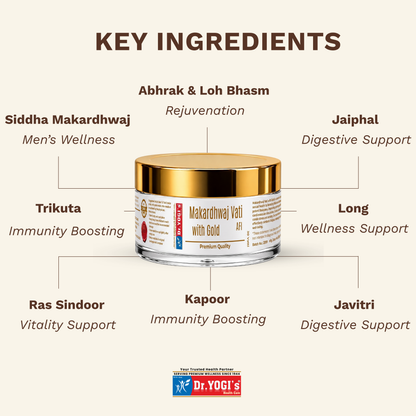Dr. Yogi's Makardhwaj Vati with Gold (30 Vatti) | Premium Male Vitalizer