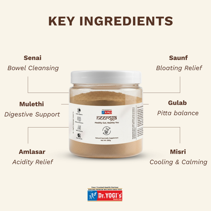 Dr. Yogi's Neeroga Gut Health Powder (200g) | Natural Constipation & Bloating Relief