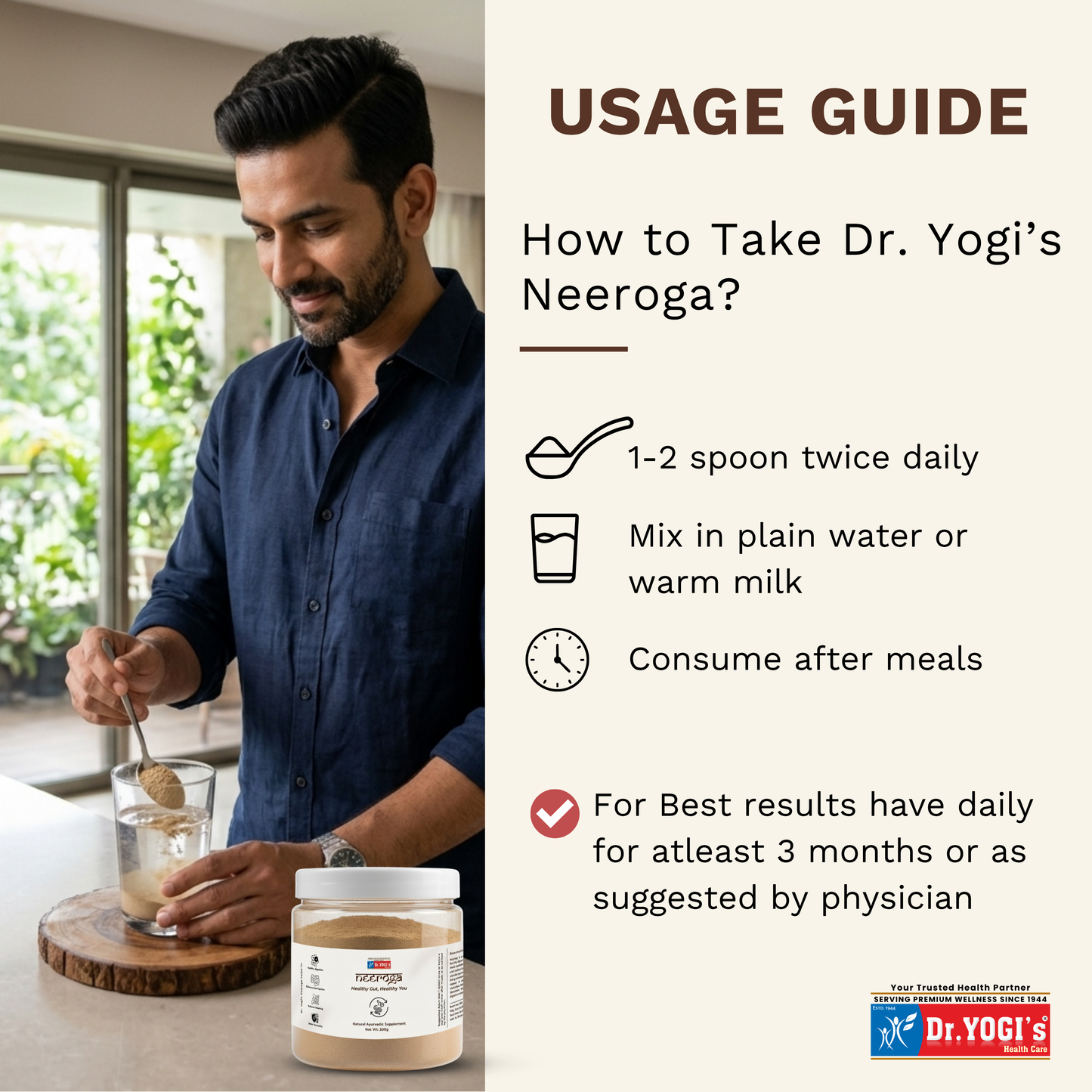 Dr. Yogi's Neeroga Gut Health Powder (200g) | Natural Constipation & Bloating Relief