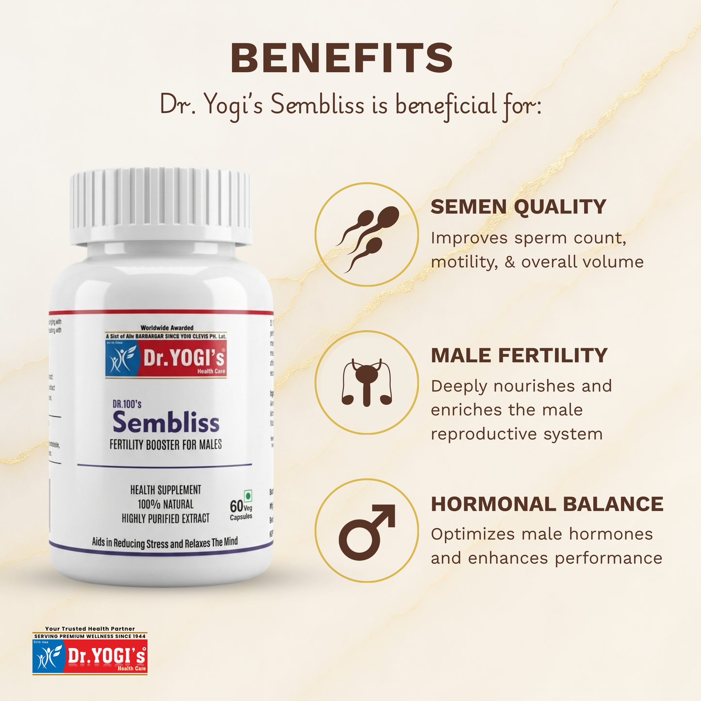 Dr. Yogi's Sembliss Capsules (60 Capsules) | Premium Male Vitality & Reproductive Health