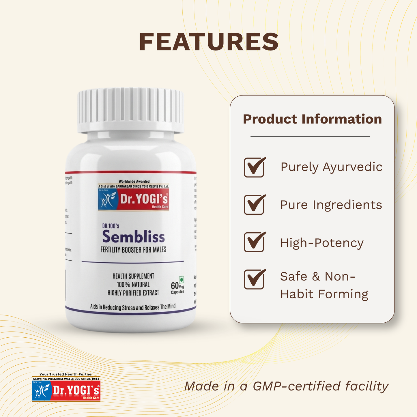 Dr. Yogi's Sembliss Capsules (60 Capsules) | Premium Male Vitality & Reproductive Health