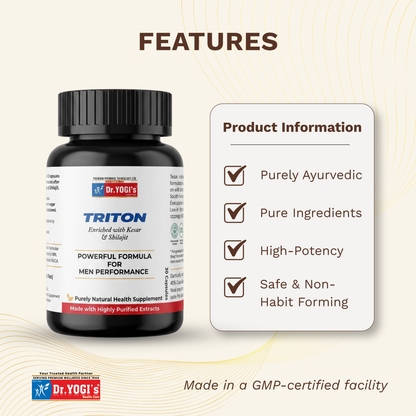 Dr. Yogi's Triton Capsules (60 Count) | Ayurvedic High Potency Performance Capsules