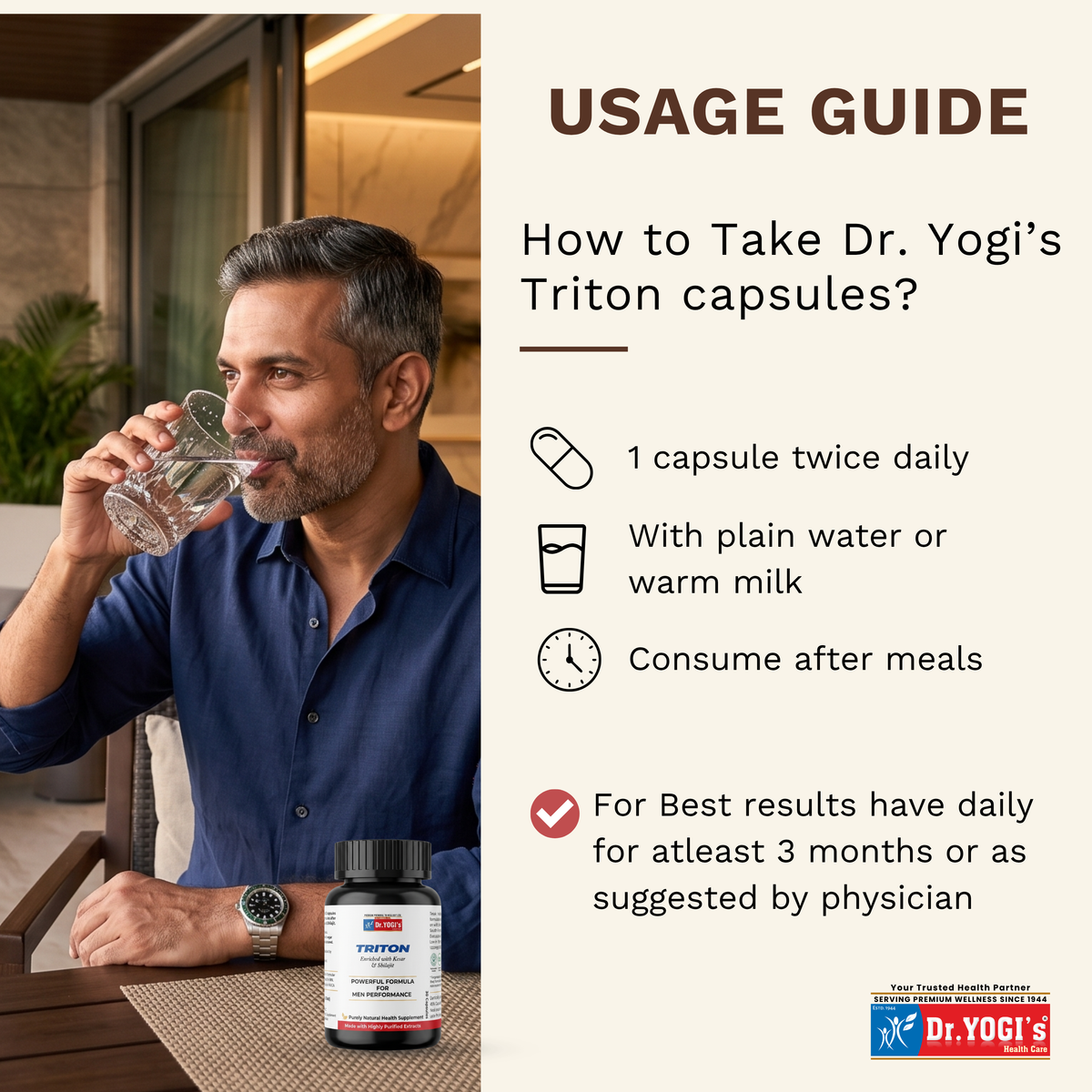 Dr. Yogi's Triton Capsules (60 Count) | Ayurvedic High Potency Performance Capsules