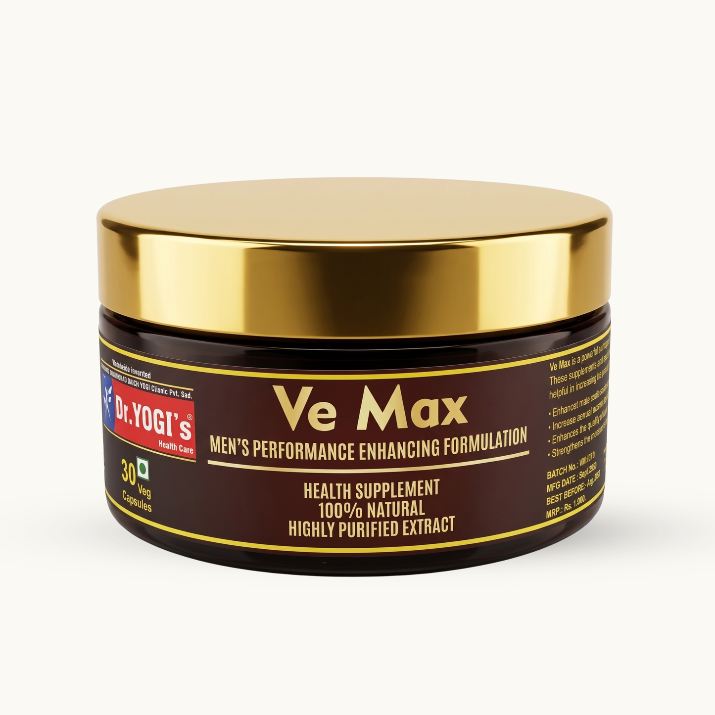 Dr. Yogi's Ve Max (30 Capsules) |  Ayurvedic Men Health Capsules